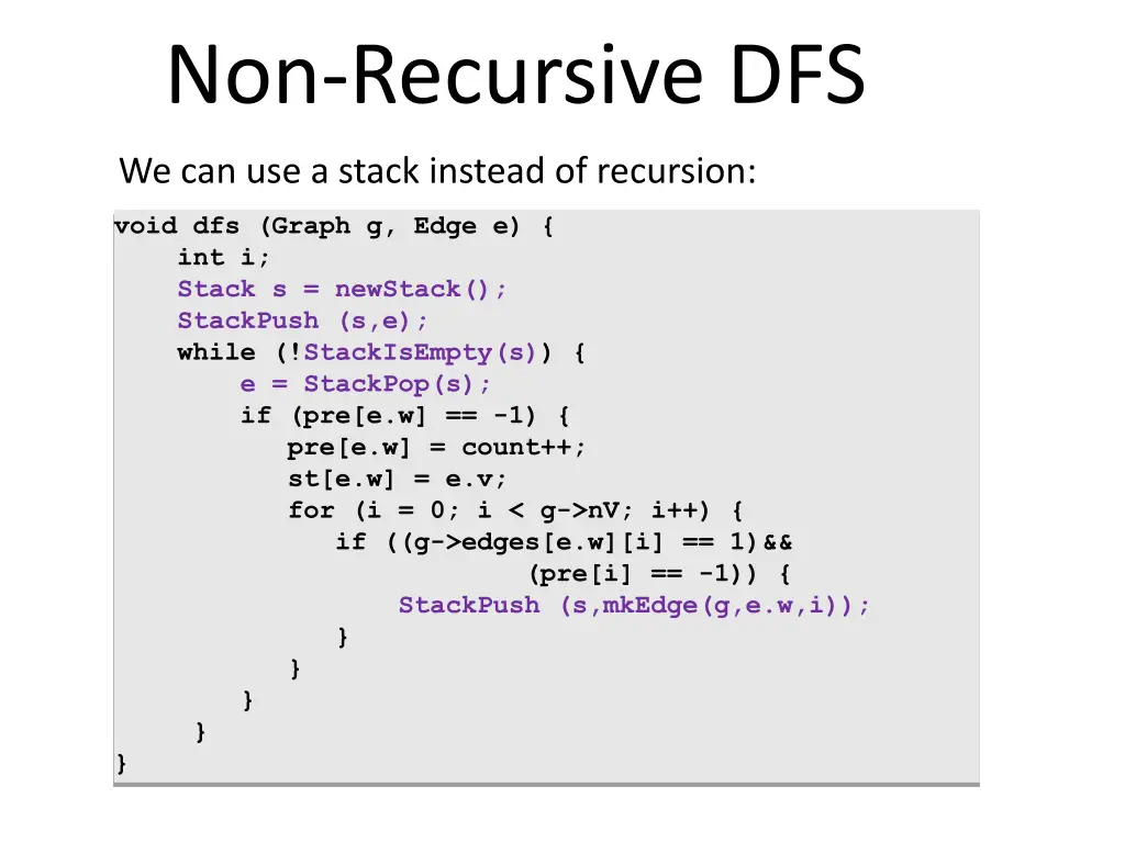 non recursive dfs