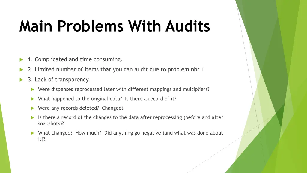 main problems with audits