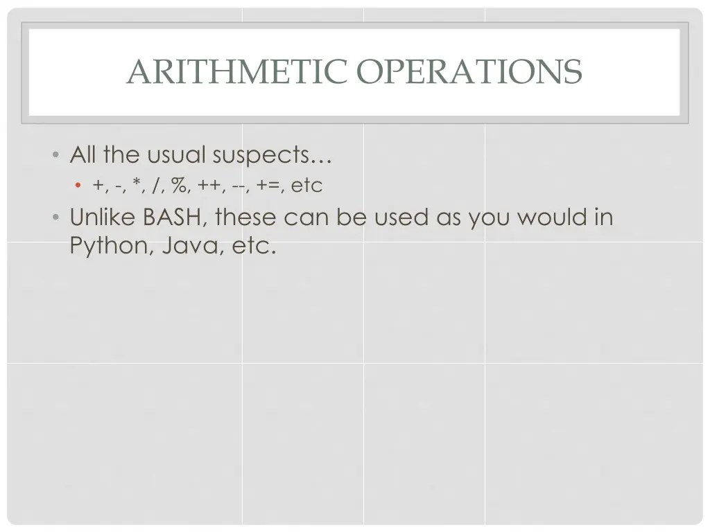 arithmetic operations