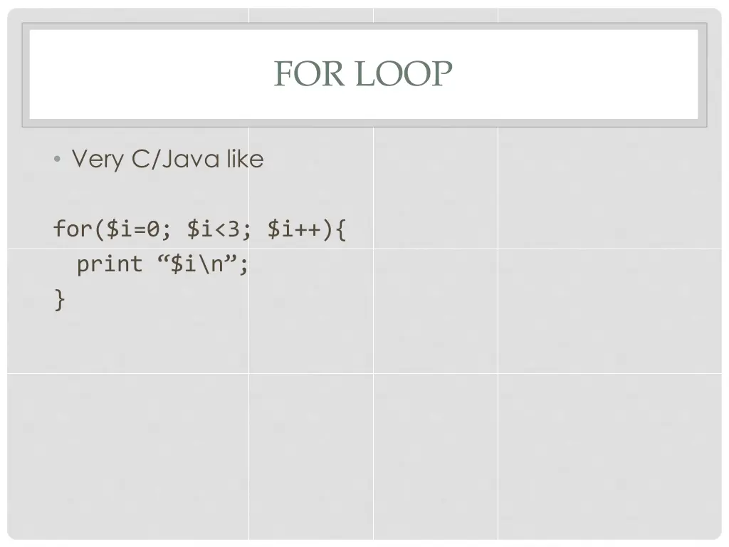 for loop