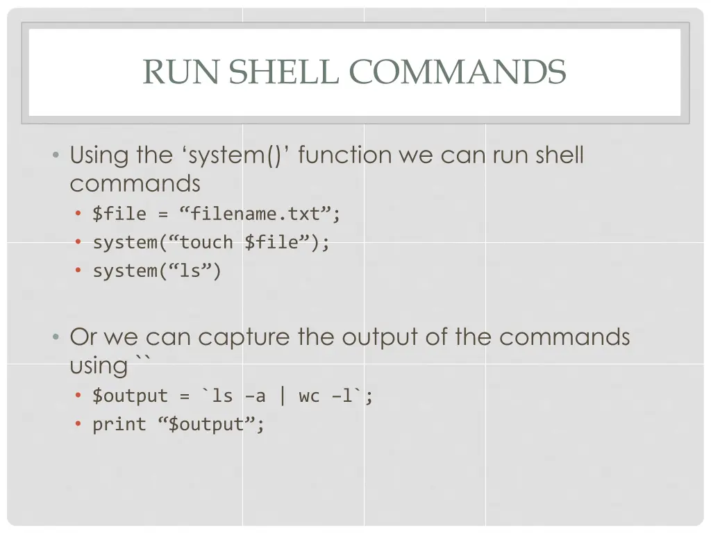 run shell commands
