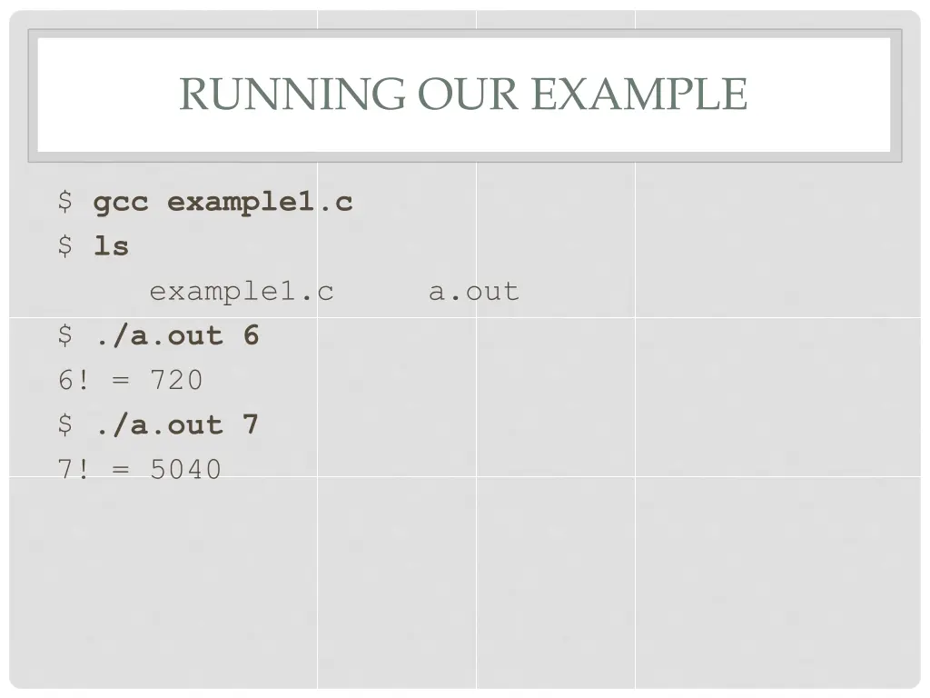 running our example
