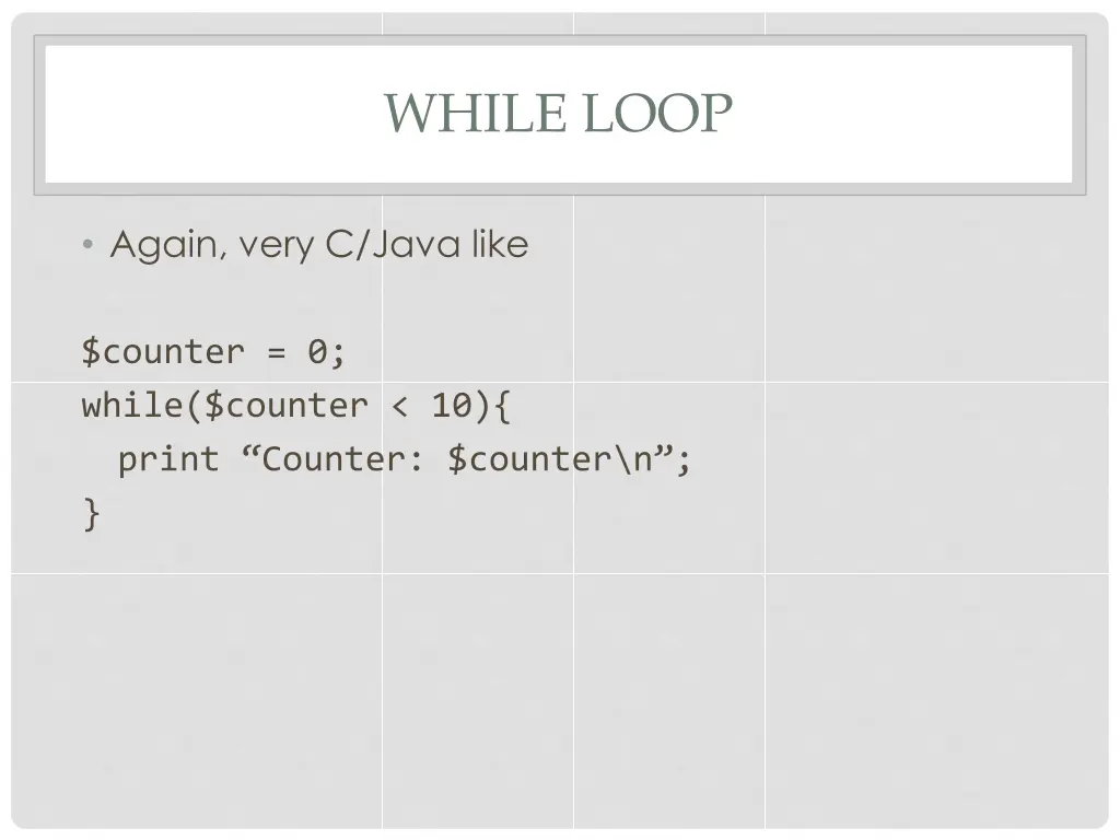 while loop