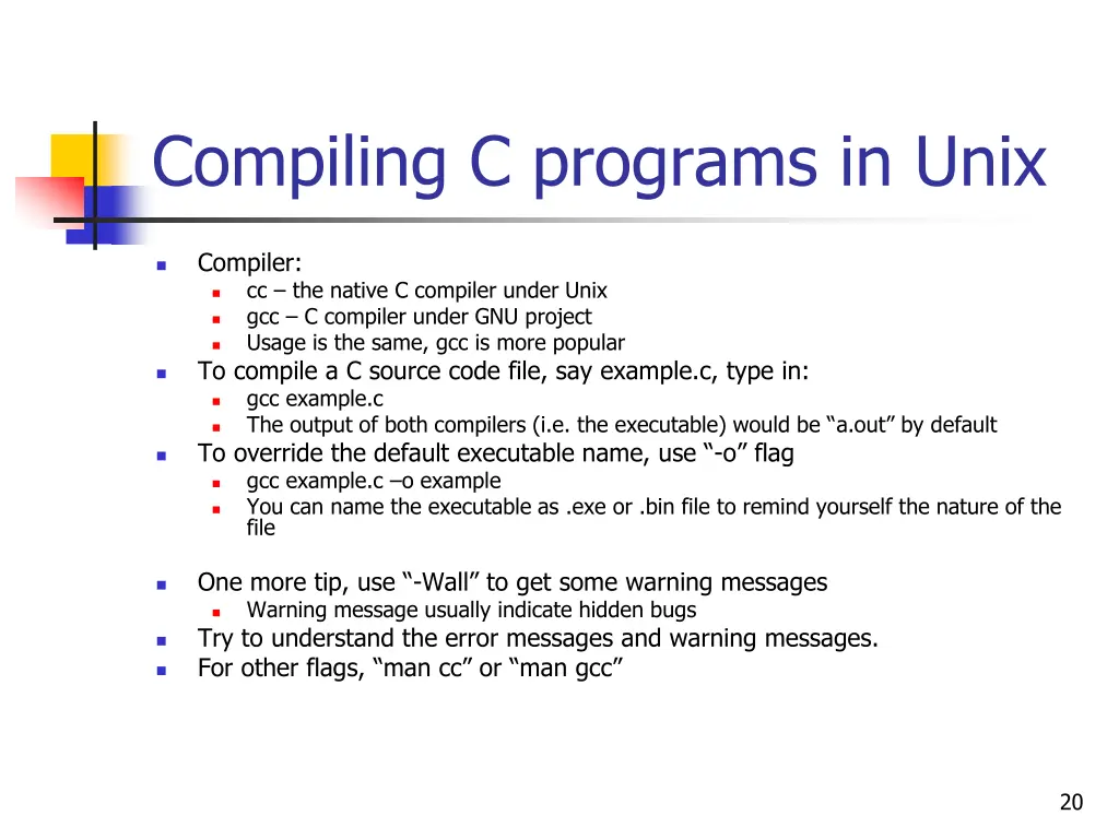 compiling c programs in unix