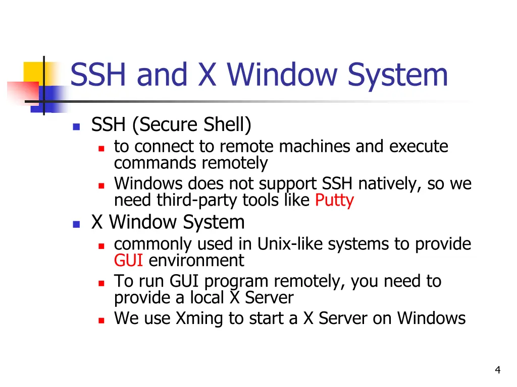 ssh and x window system