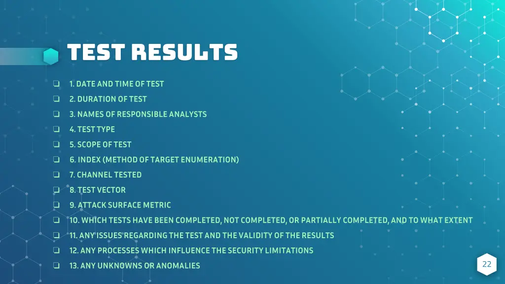 test results