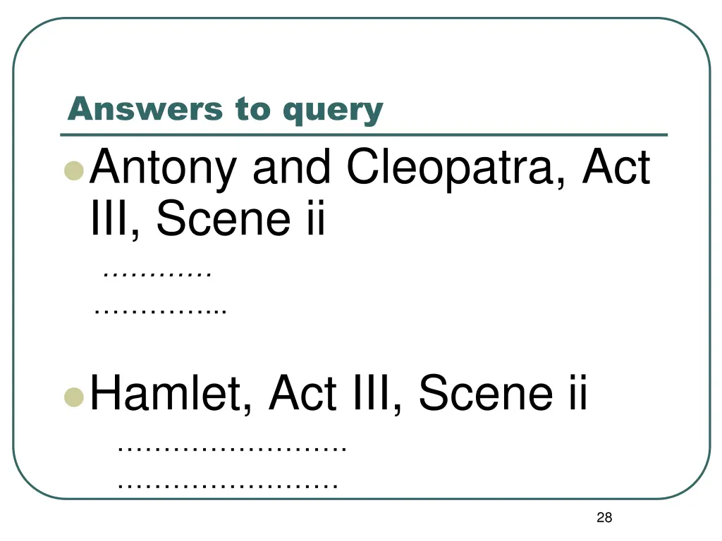 answers to query antony and cleopatra
