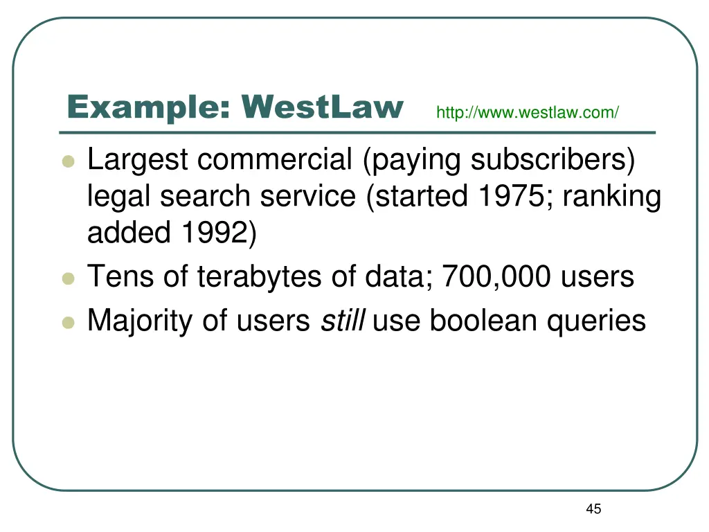 example westlaw http www westlaw com