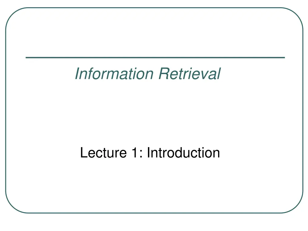 information retrieval 1