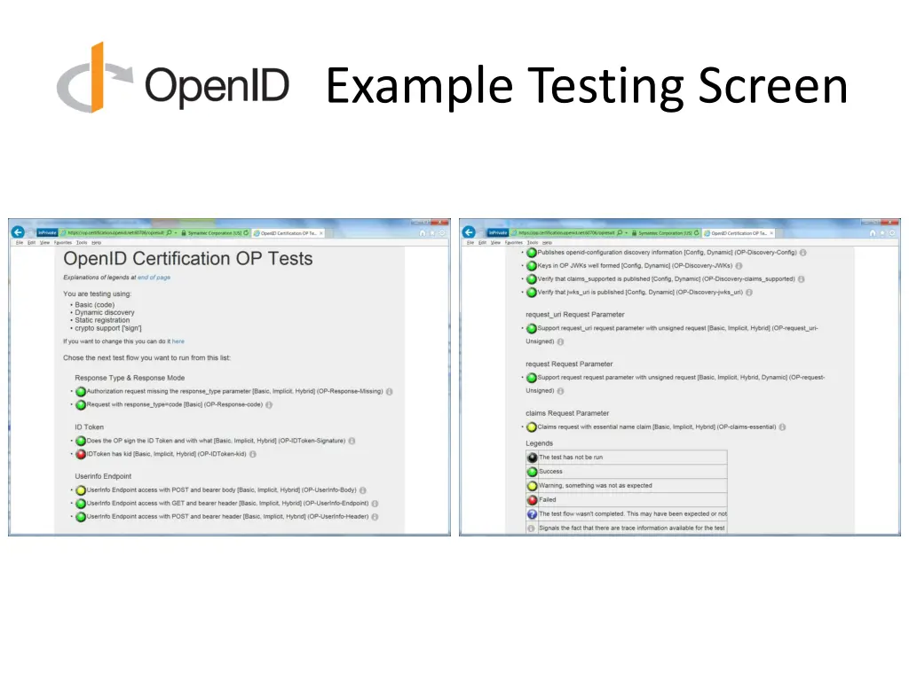 example testing screen