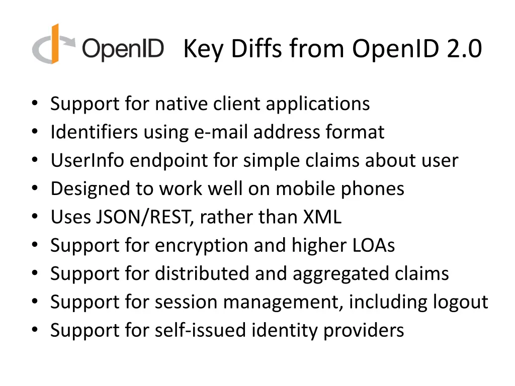 key diffs from openid 2 0