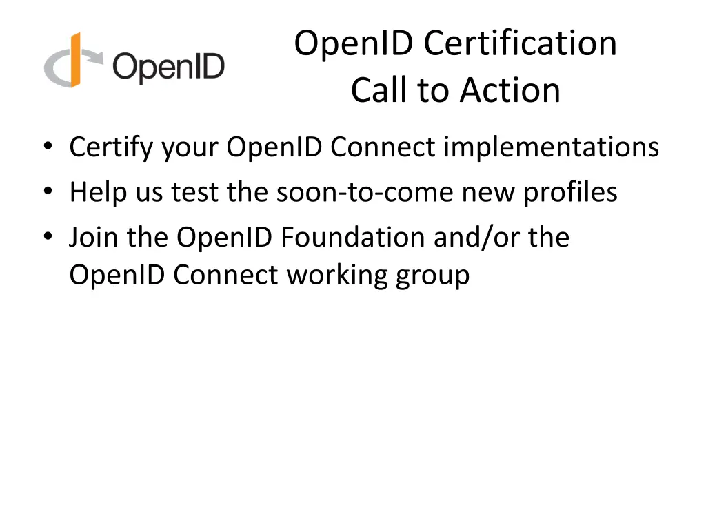 openid certification call to action