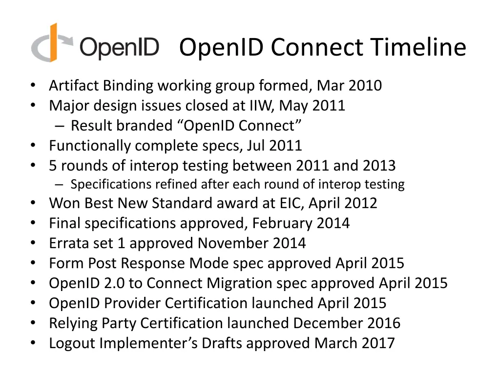 openid connect timeline
