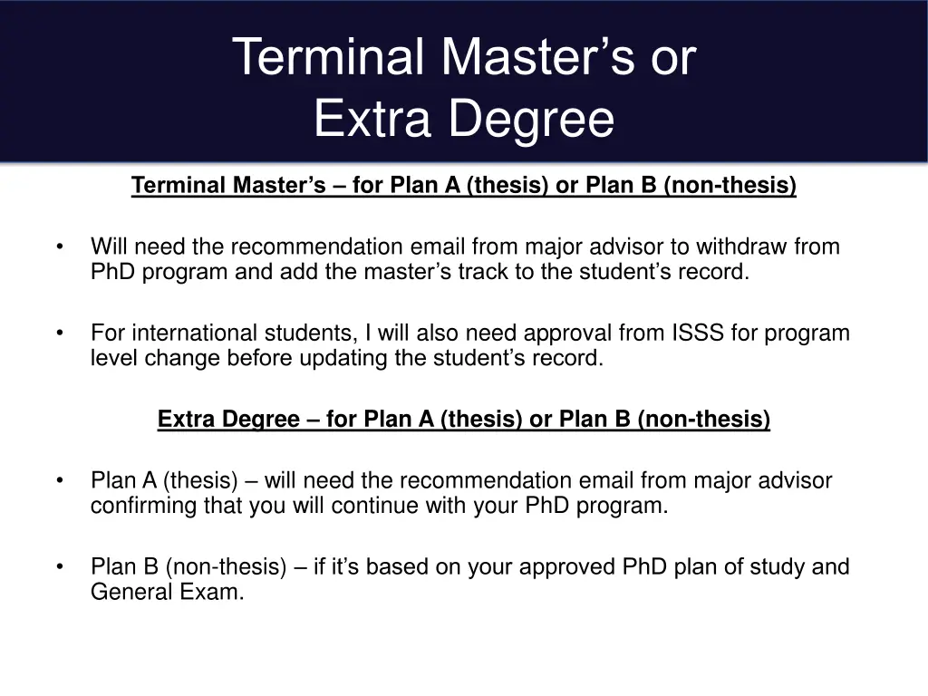 terminal master s or extra degree