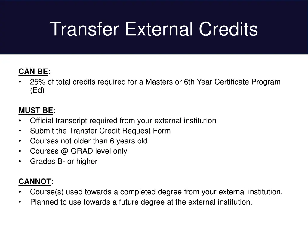 transfer external credits