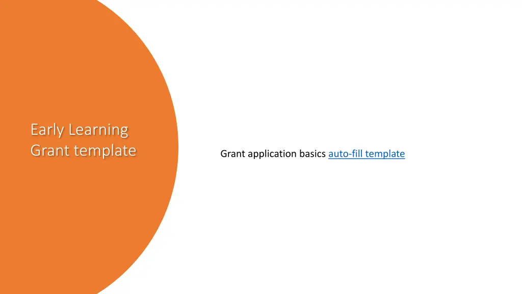 early learning grant template