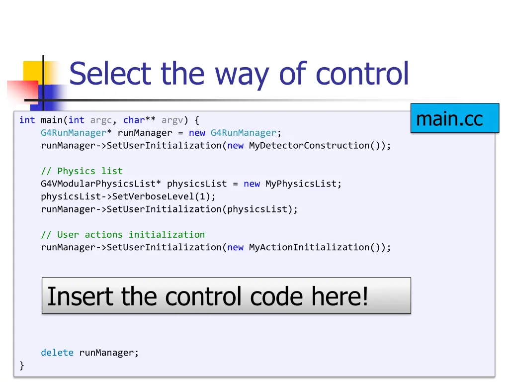 select the way of control