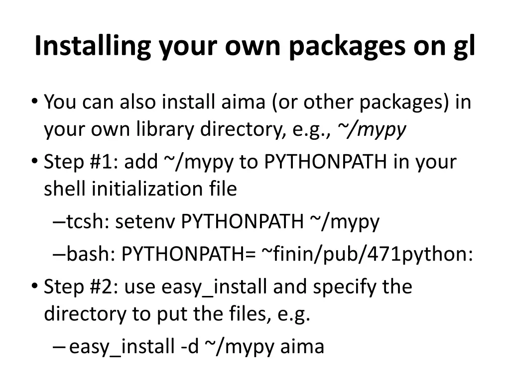 installing your own packages on gl