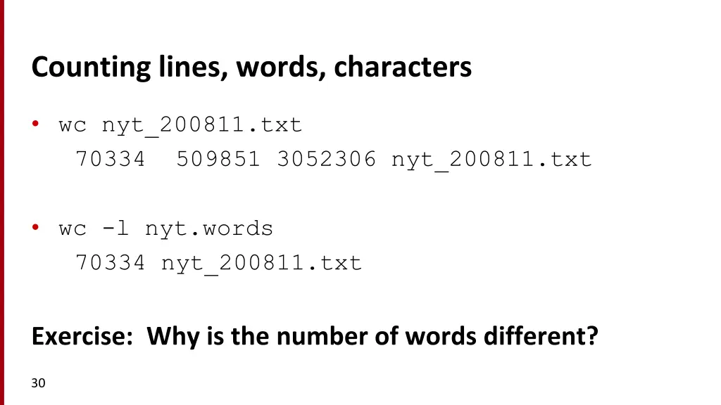 counting lines words characters