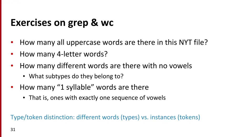 exercises on grep wc