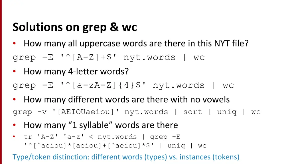 solutions on grep wc how many all uppercase words
