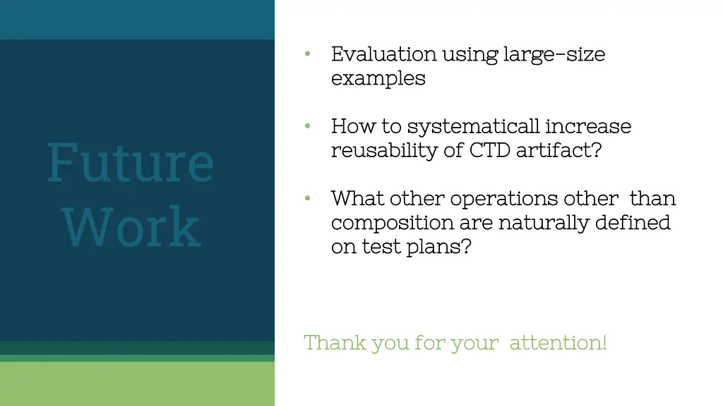 evaluation using evaluation using large examples