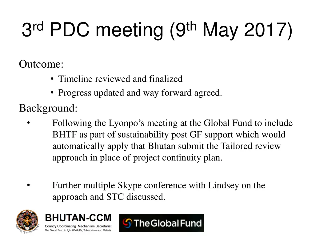 3 rd pdc meeting 9 th may 2017