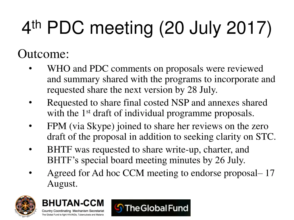 4 th pdc meeting 20 july 2017