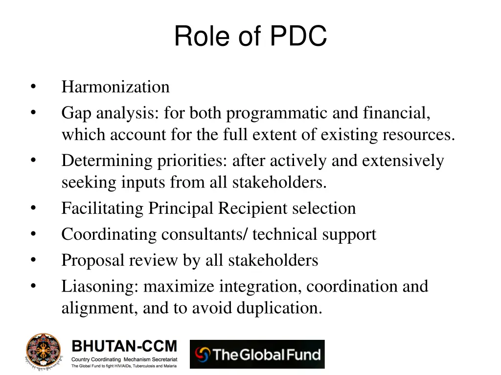 role of pdc