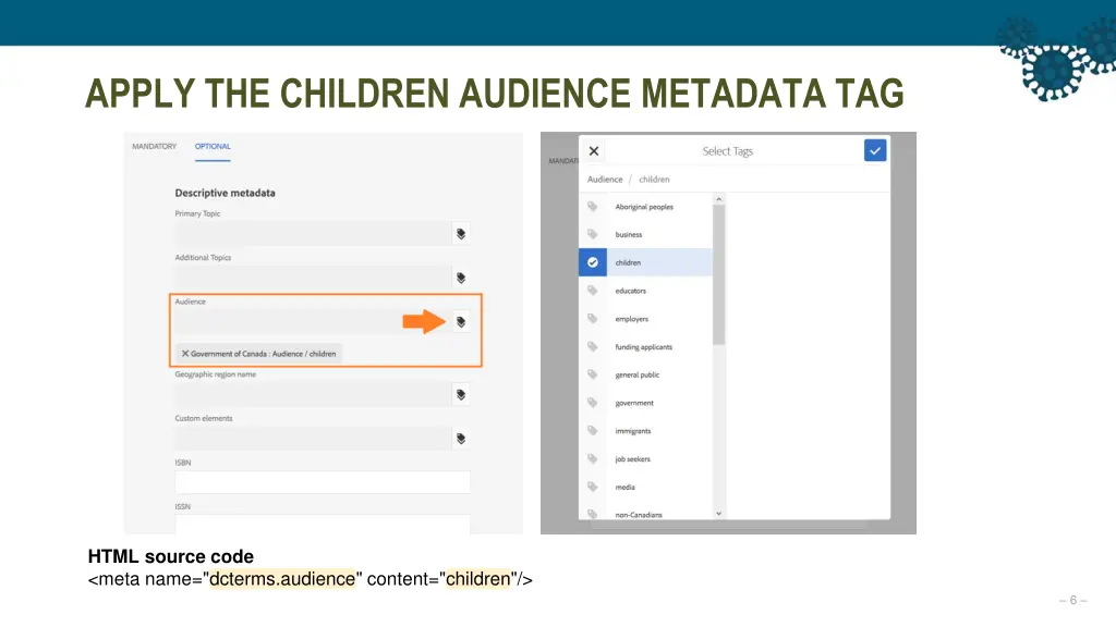 apply the children audience metadata tag