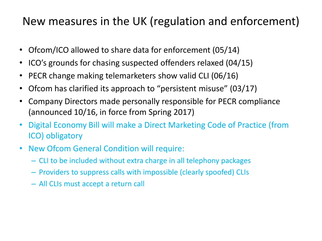 new measures in the uk regulation and enforcement