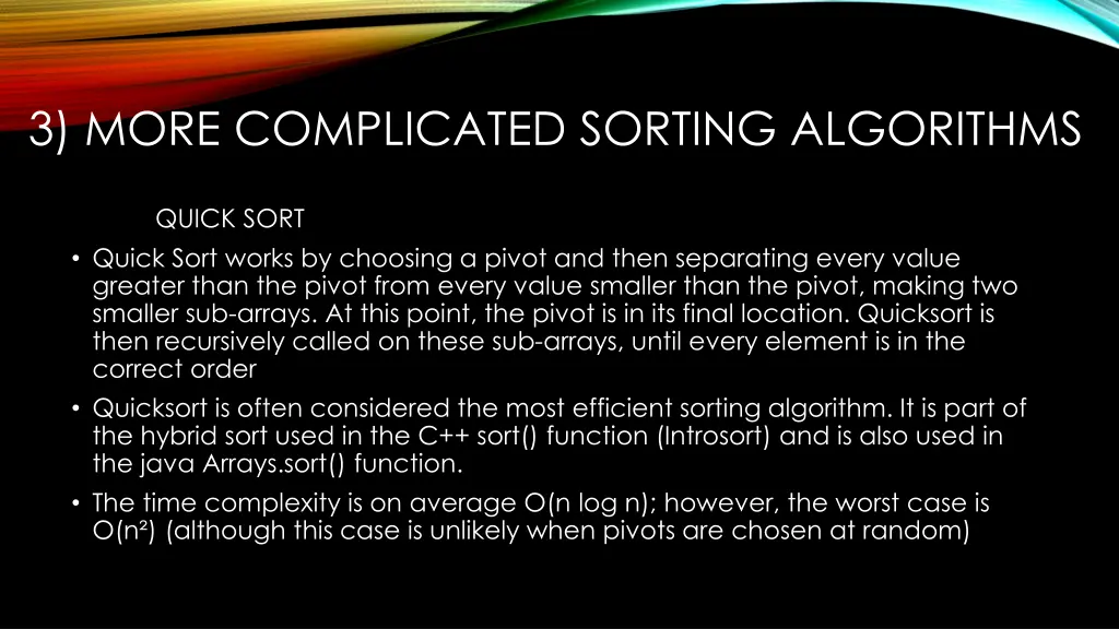 3 more complicated sorting algorithms 1