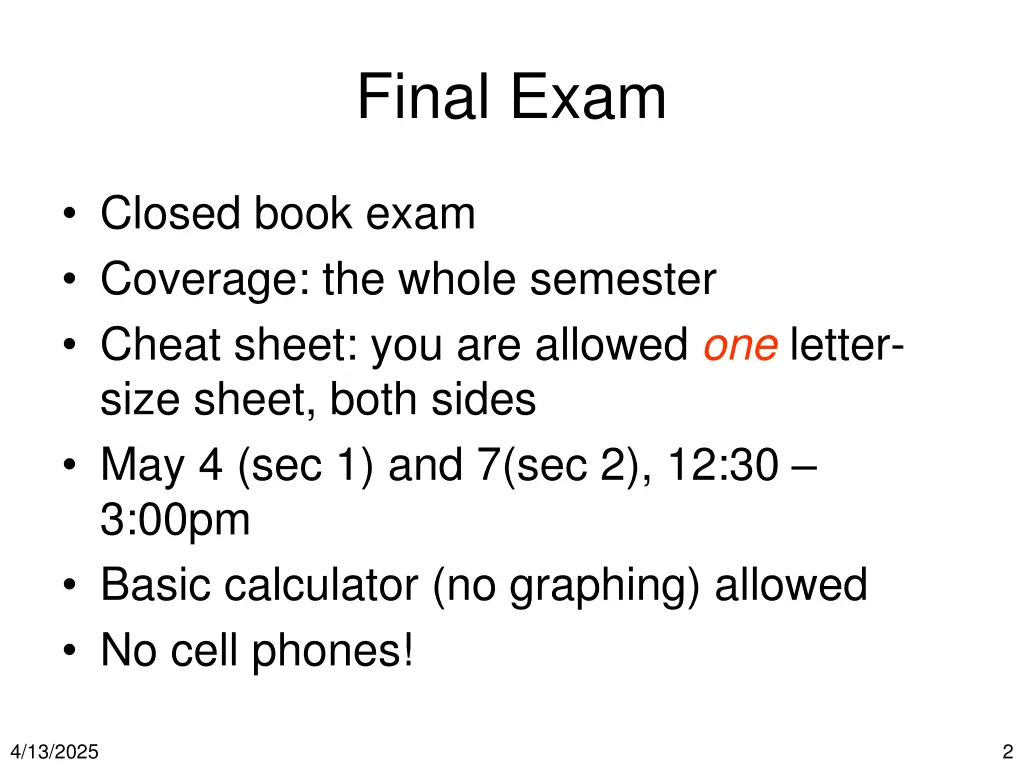 final exam