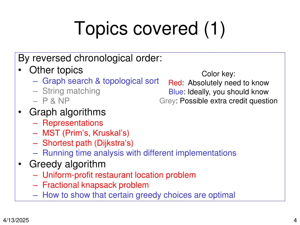 topics covered 1