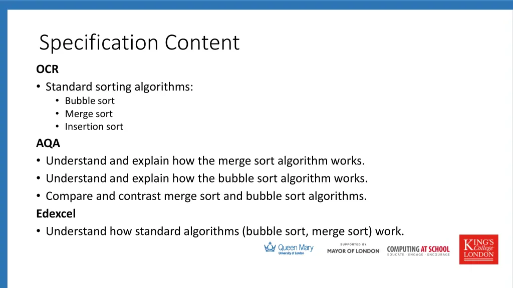 specification content