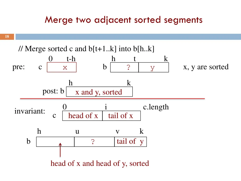merge two adjacent sorted segments 2