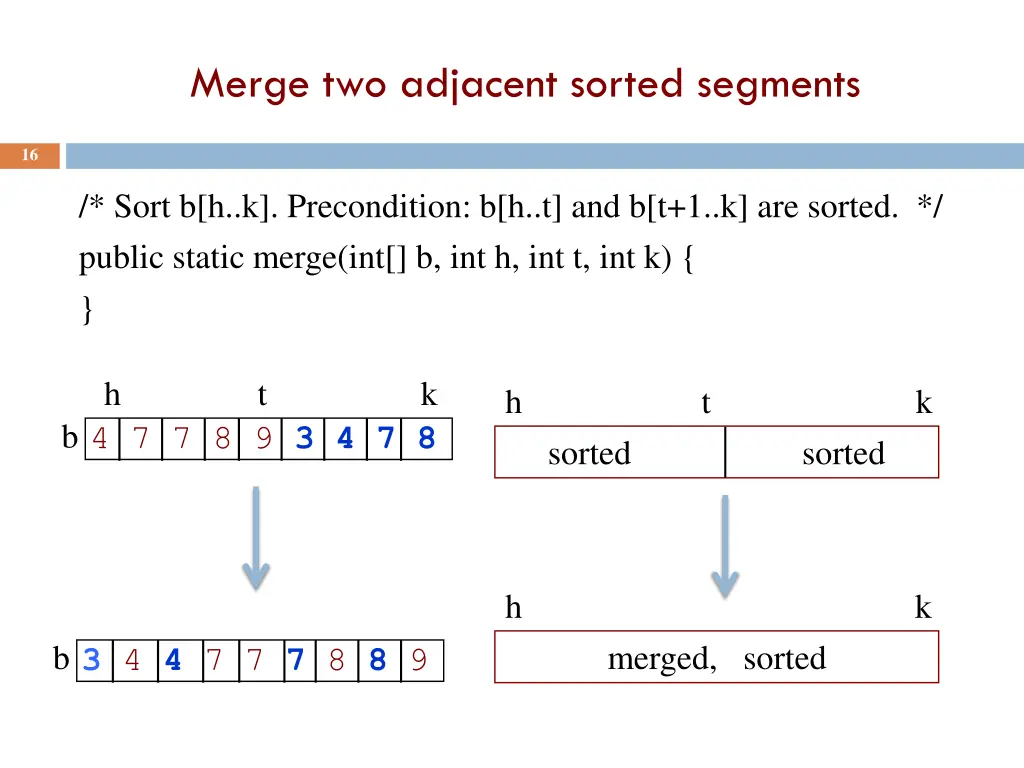 merge two adjacent sorted segments