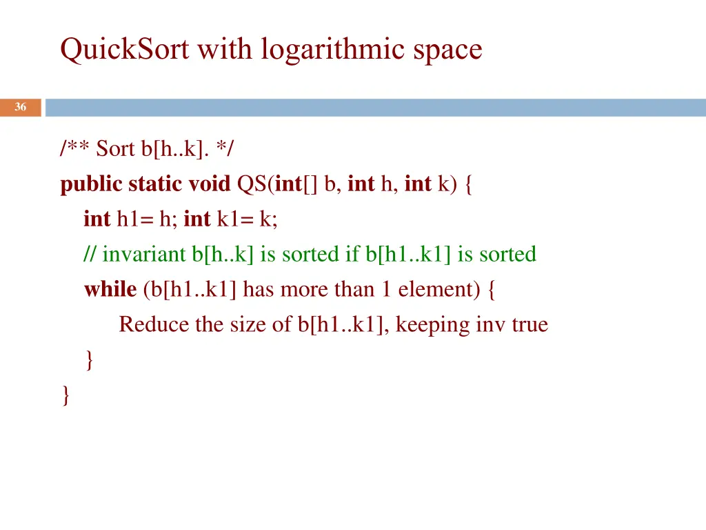 quicksort with logarithmic space 1