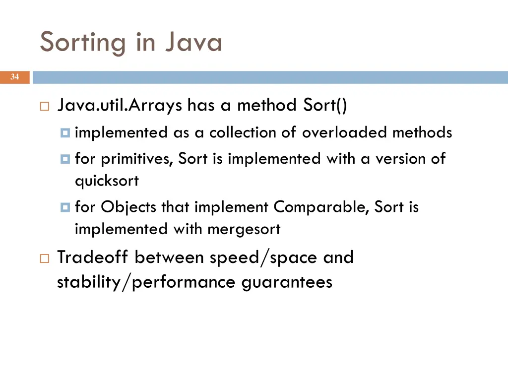 sorting in java
