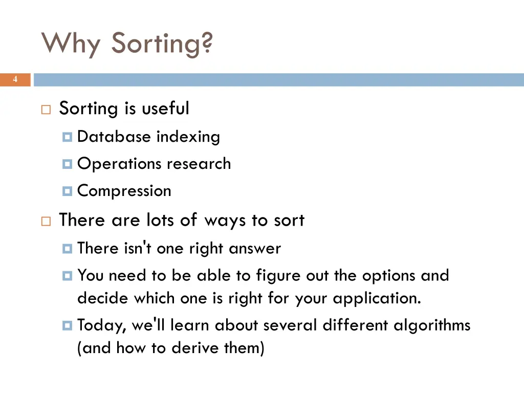 why sorting