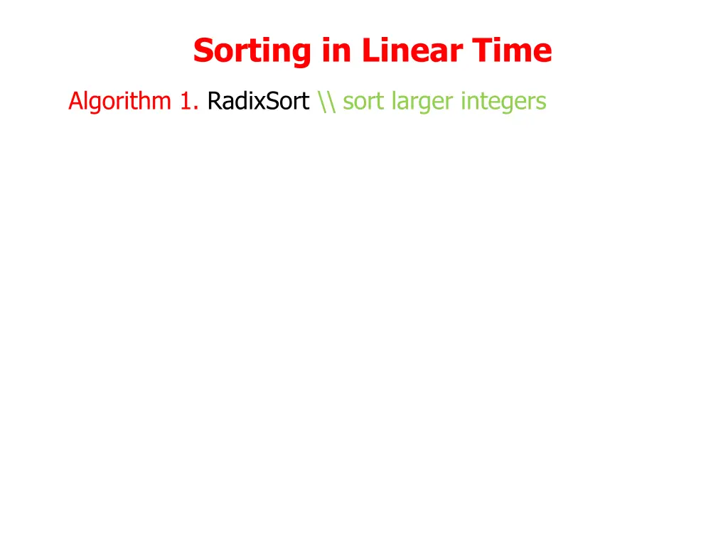 sorting in linear time 1
