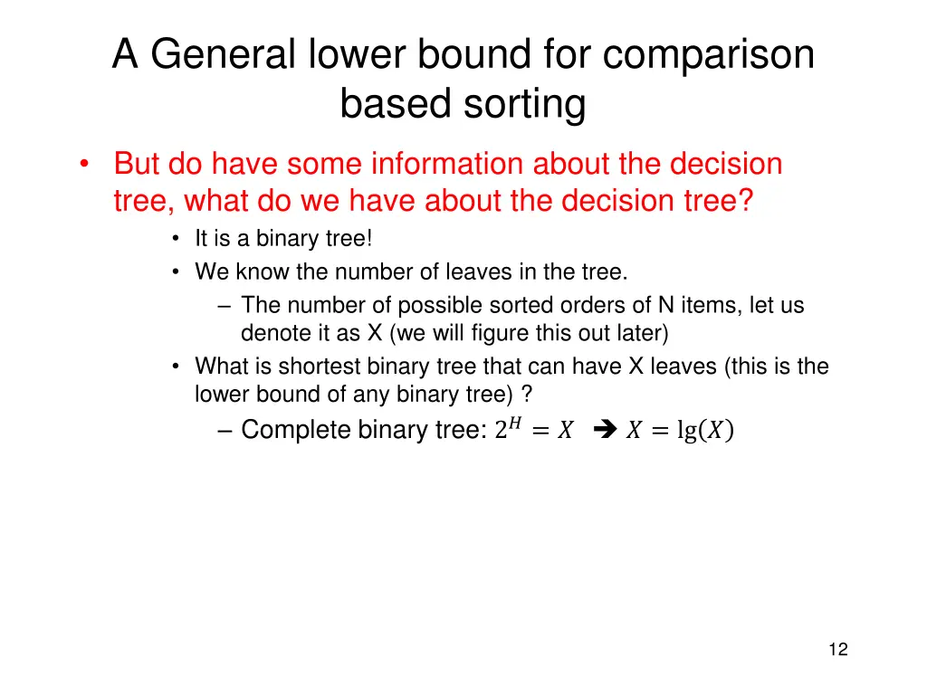 a general lower bound for comparison based sorting 3