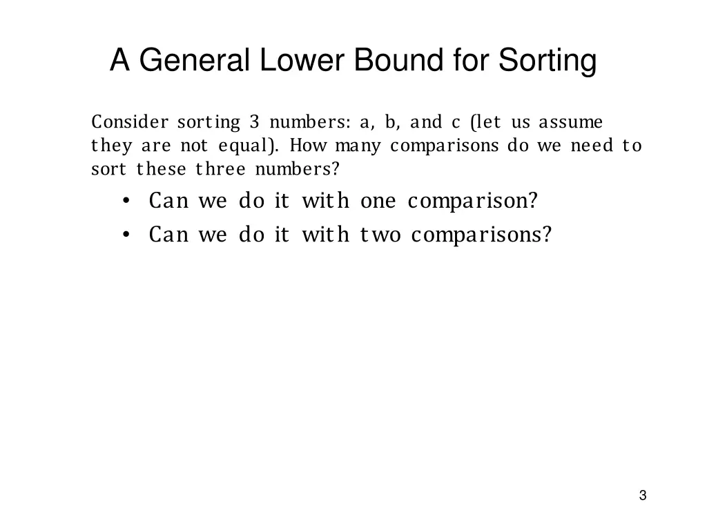 a general lower bound for sorting 1