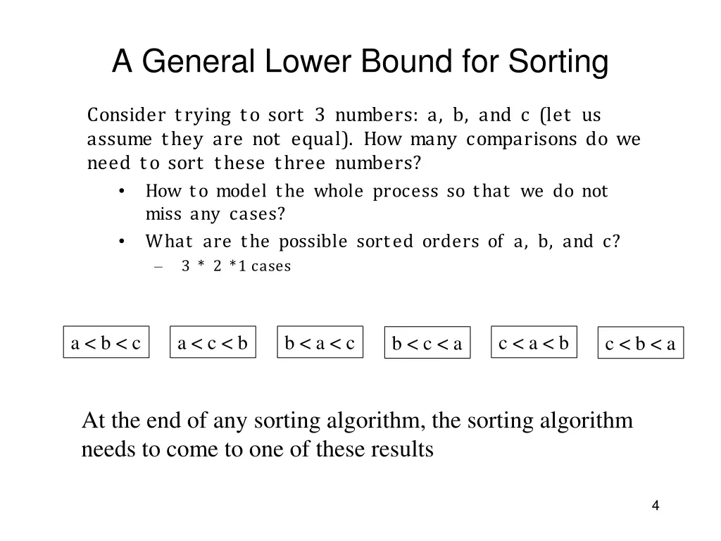 a general lower bound for sorting 2