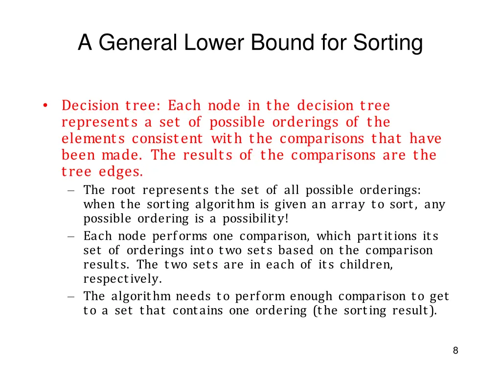 a general lower bound for sorting 4