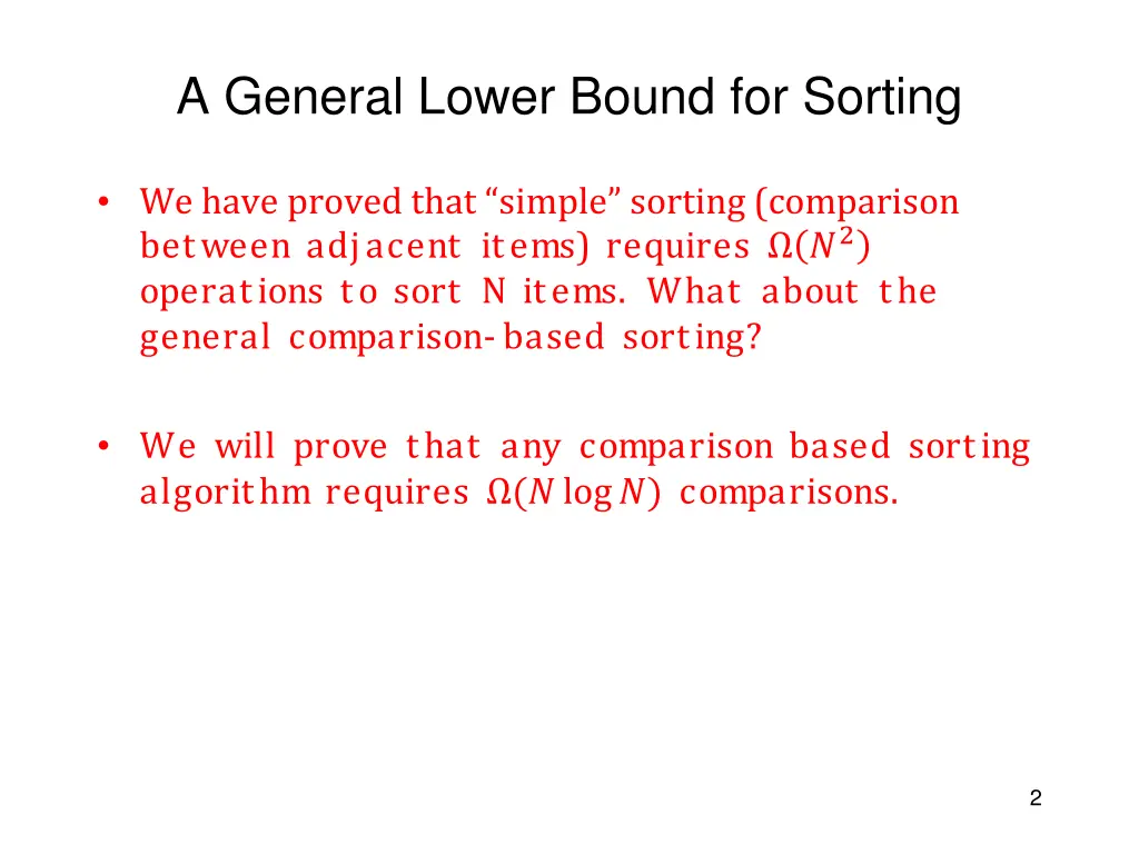 a general lower bound for sorting