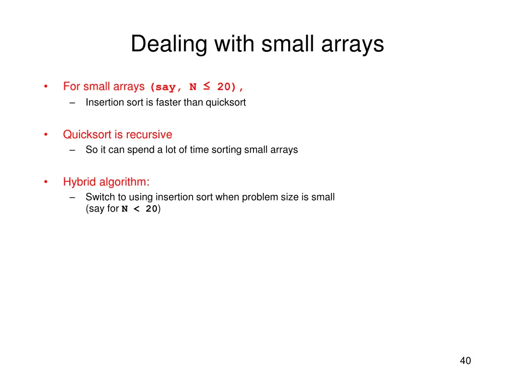 dealing with small arrays