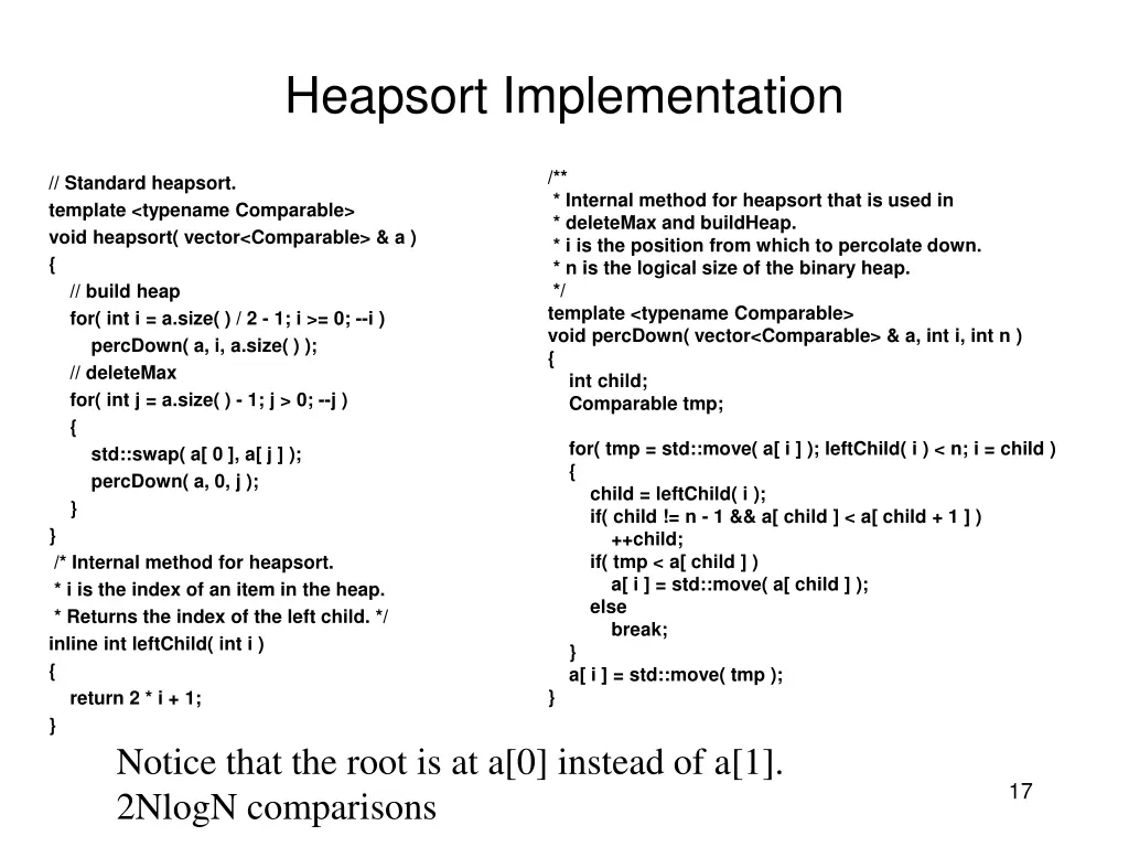 heapsort implementation