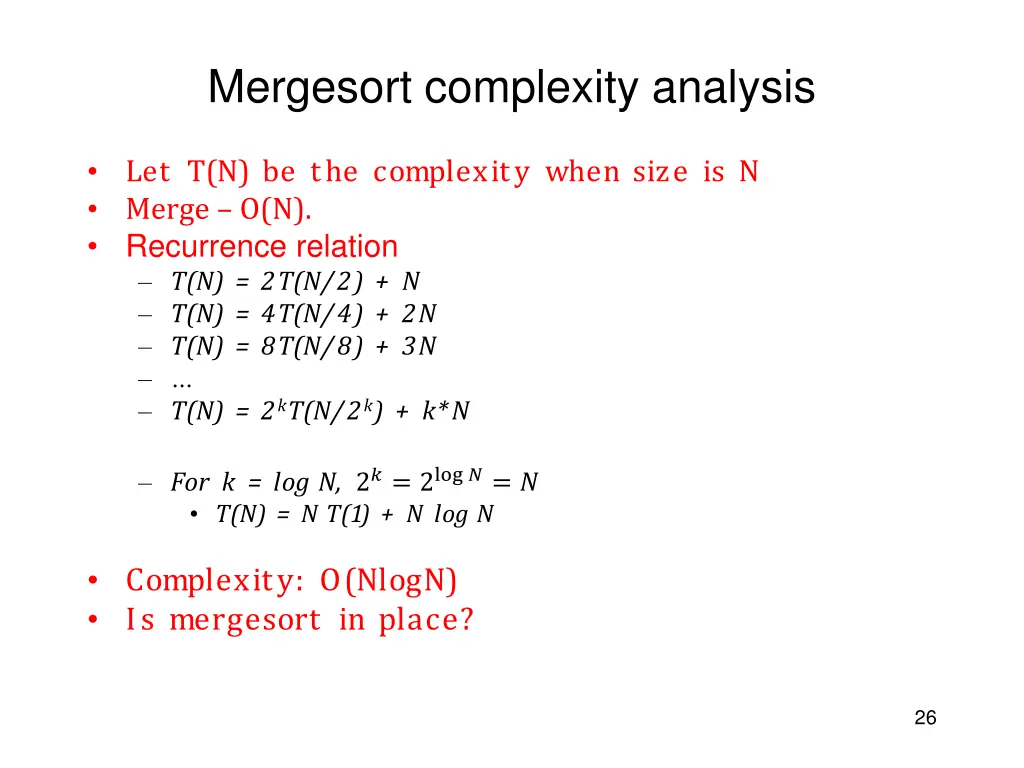 mergesort complexity analysis
