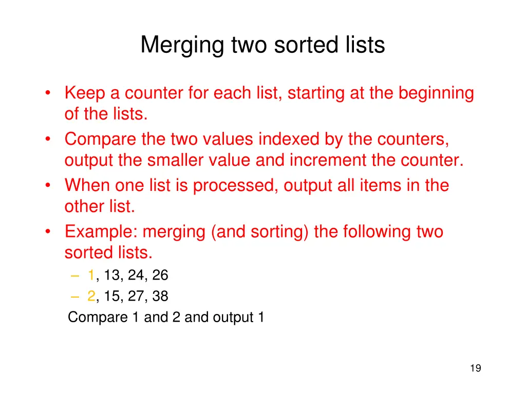 merging two sorted lists